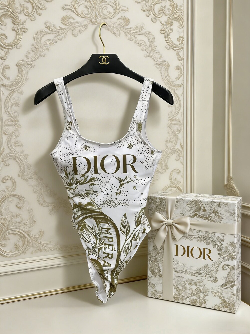 Dior White Asymmetric Swimsuit